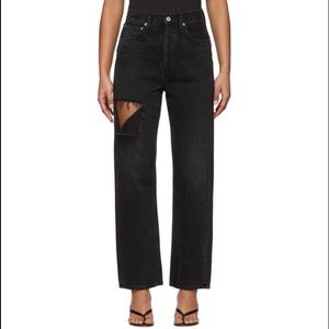 AGOLDE 90's RIPPED THIGH STRAIGHT LEG JEAN IN SERPENT WASH